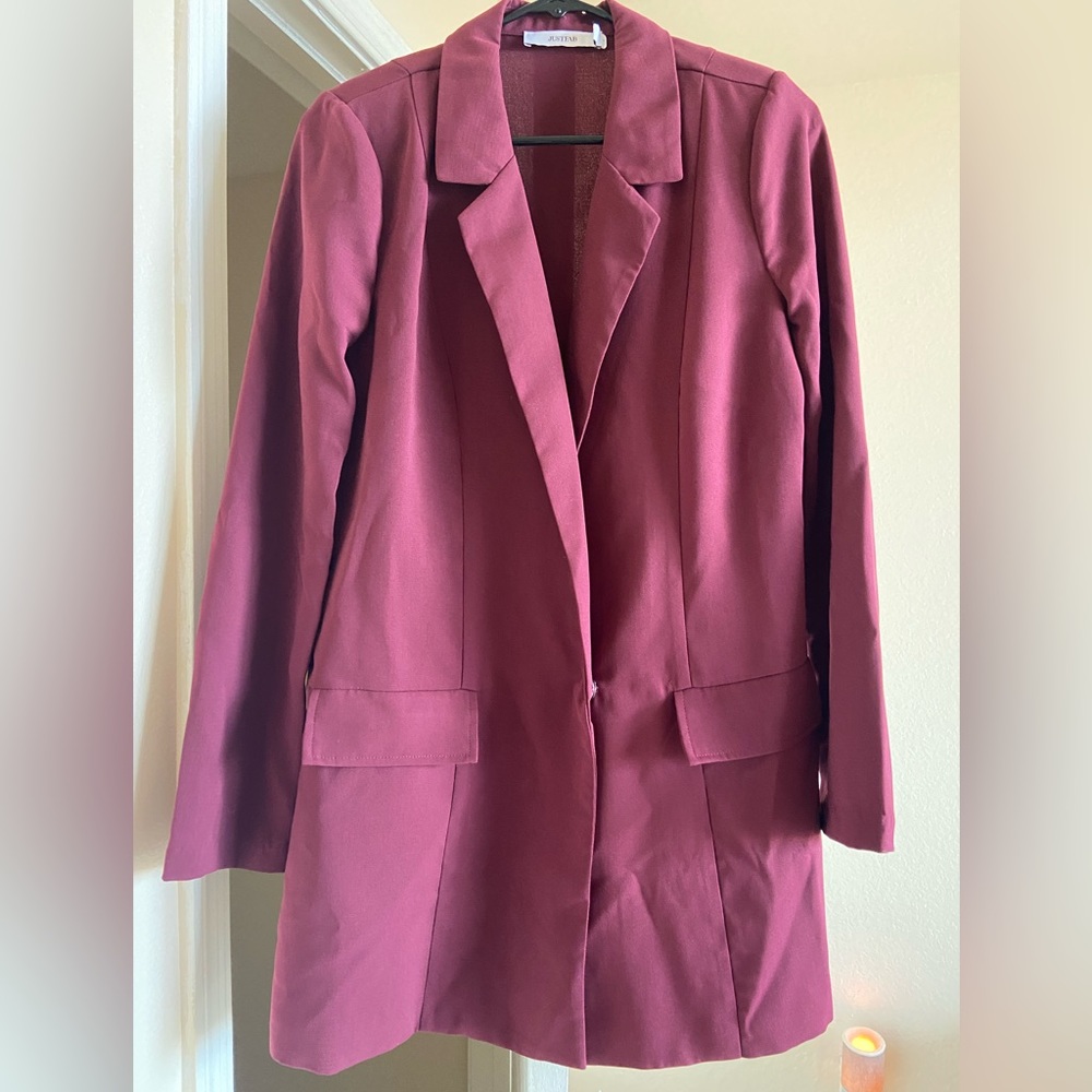 Just Fab - Maroon Long Blazer Size S
